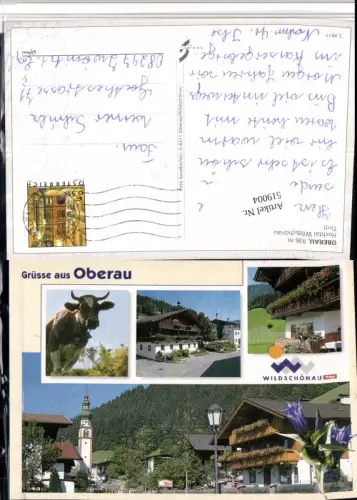 519004,Hochtal Wildschönau Oberau Häuser Kirche Rind Mehrbildkarte