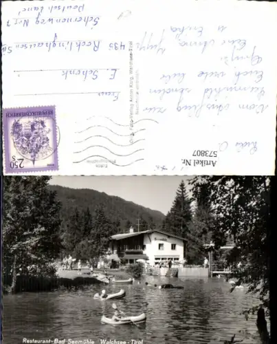 573807,Foto Ak Walchsee Restaurant Bad Seemühle Ruderboot