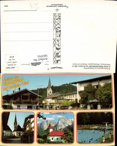 583701,Mehrbild Ak Niederndorf Kirche Kaisergebirge Waldschwimmbad pub Alpine Luftbild