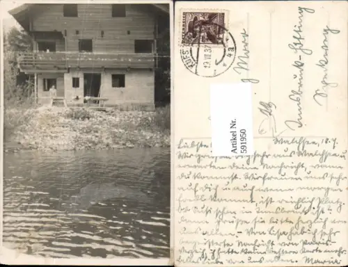 591950,tolle Foto-AK Kufstein Walchsee Partie am See Haus 1937