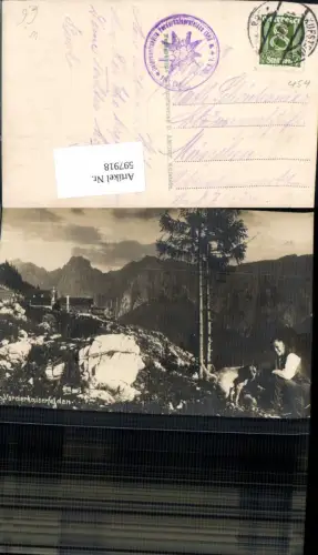 597918,Foto Ak Ebbs Vorderkaiserfelden Hütte Wanderer m. Hund