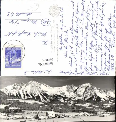 598875,Foto Ak Söll m. Wilden Kaiser Winteransicht