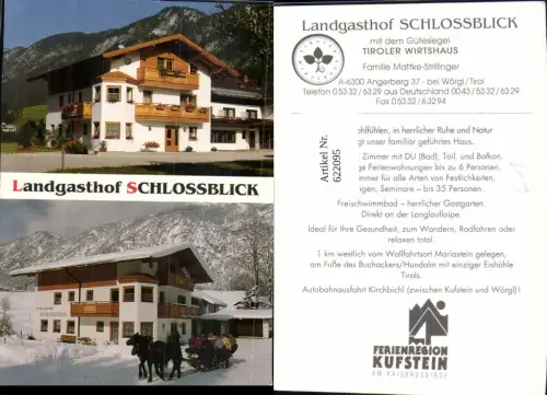 622095,Mehrbild Ak Wörgl Landgasthof Schlossblick Pferdeschlitten