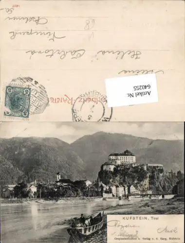 640255,Kufstein Ufer Partie um 1900 Boot pub A. Karg