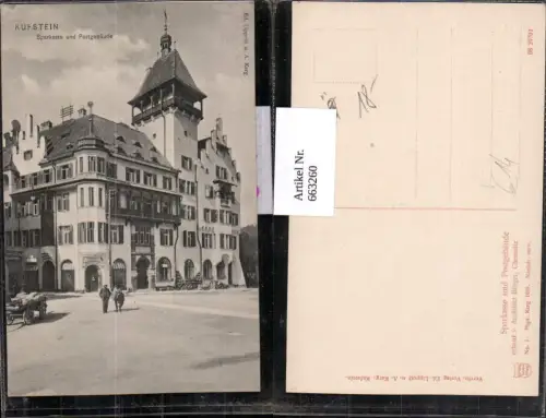 663260,Kufstein Sparkasse u. Postgebäude Post pub Ed. Lippott A. Karg 1