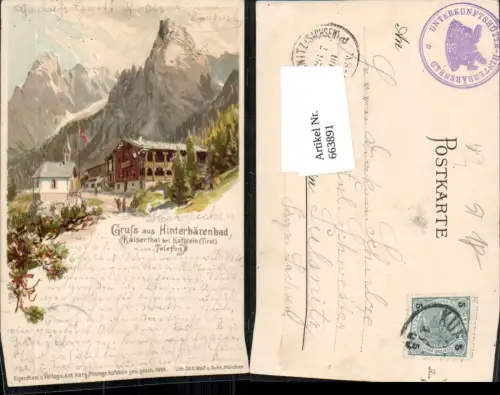 663891,tolle Künstler Lithographie Hinterbärenbad Kufstein Kaisertal