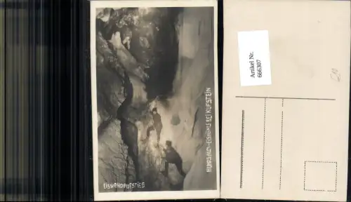 666307,tolle Foto-AK Kufstein Hundsalm Eishöhle Höhle Kletterer