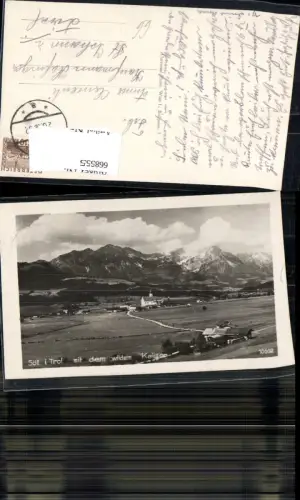 668555,Foto Ak Söll i. Tirol mit dem Wilden Kaiser