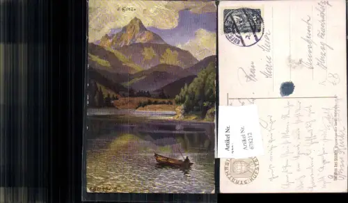 678212 Künstler AK F. Bernhard Hechtsee b. Kufstein Boot Fischer angeln fischen