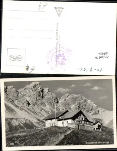 103934,Ulmer Hütte Detailansicht mit Valluga Lech in Tirol