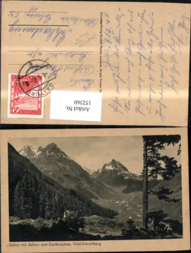 152360,Galtür m. Ballun u. Gorfenspitze Ansicht 1948