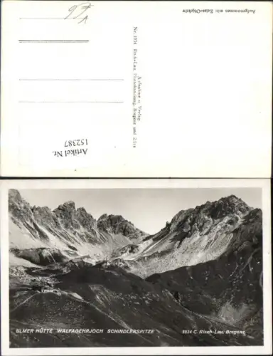 152387,Ulmerhütte m. Walfagehrjoch u. Schindlerspitze Zürs Landeck Zams pub Risch Lau 1934