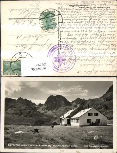 152392,Silvretta Madlenerhaus geg. Hochmaderer Partenen 1937 pub Risch Lau 6228