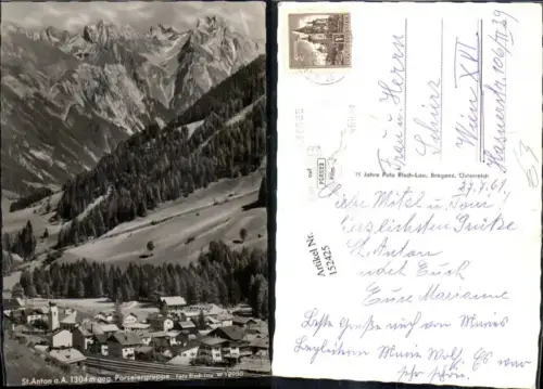 152425,St Anton a. Arlberg geg. Parseiergruppe Ansicht m. Eisenbahn Bahnhof Gleise Wagon 1961 pub Risch Lau W 12900
