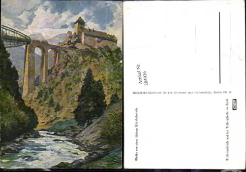 204936,Künstler AK Trisannabrücke Brücke b. Landeck auf d. Arlbergstrecke