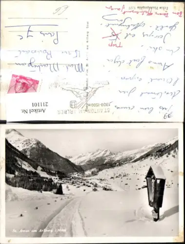 211101,St Anton a. Arlberg Ansicht m. Kreuz Marterl i. Winter