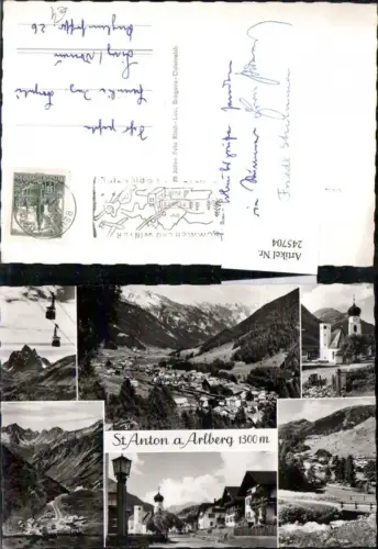 245704,St. Anton am Arlberg Totale Seilbahn Kirche Straßenansicht Mehrbildkarte pub Risch-Lau 51