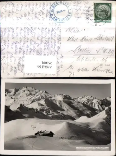 256091,Ulmer-Hütte Berghütte geg. Kalter Berg Bergkulisse Winterbild b. St. Anton am Arlberg