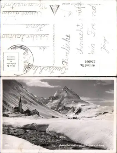 256095,Galtür Teilansicht Kirche m. Ballunspitze Bergkulisse Winterbild