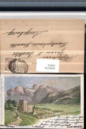 330219,Künstler AK Ruine Landeck Bergkulisse pub Philipp e Kramer