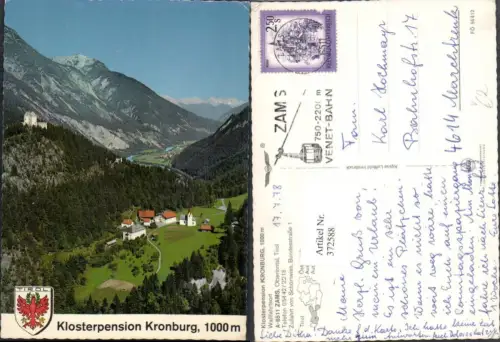 372588,Zams im Oberinntal Klosterpension Kronburg Bergkulisse pub Alpine Luftbild 56412
