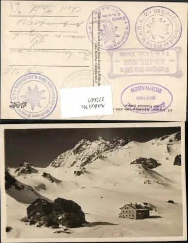 372607,Silvretta Heidelbergerhütte Berghütte b. Ischgl m. Fluchthorn Bergkulisse