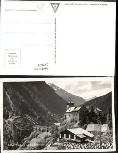 372629,Schloss Wiesberg m. Trisannabrücke Brücke b. Pians Bergkulisse