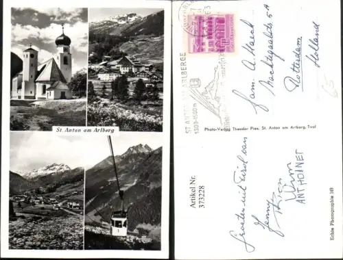 373228,St. Anton am Arlberg Totale Kirche Seilbahn Mehrbildkarte