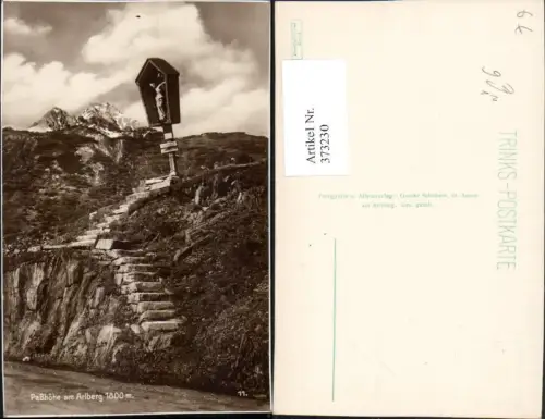 373230,Passhöhe am Arlberg b. St. Anton Wegkreuz Bergkulisse pub Trinks 11