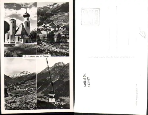 413467,St. Anton am Arlberg Totale Kirche Seilbahn Mehrbildkarte