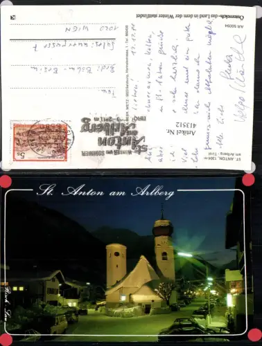 413512,St. Anton am Arlberg b. Nacht Kirche Winterbild