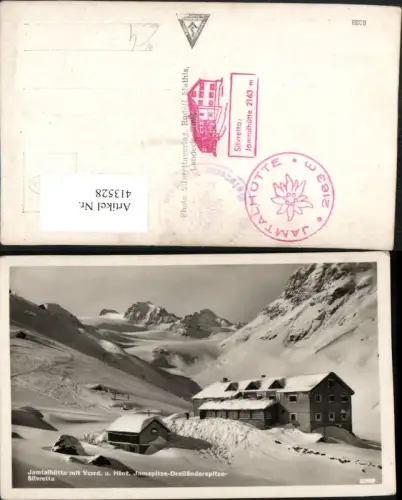 413528,Jamtalhütte Berghütte b. Galtür m. Jamspitze Bergkulisse Winterbild