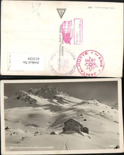 413529,Jamtalhütte Berghütte b. Galtür m. Augstenköpfe Bergkulisse Winterbild