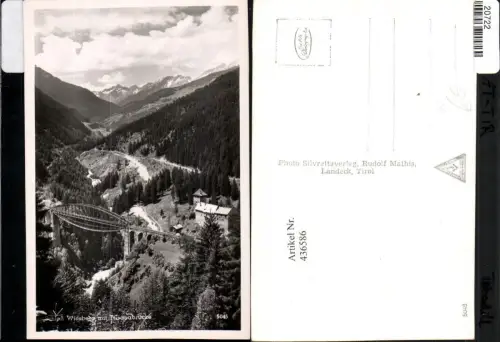 436586,Schloss Wiesberg b. Tobadill m. Trisanabrücke Brücke Bergkulisse