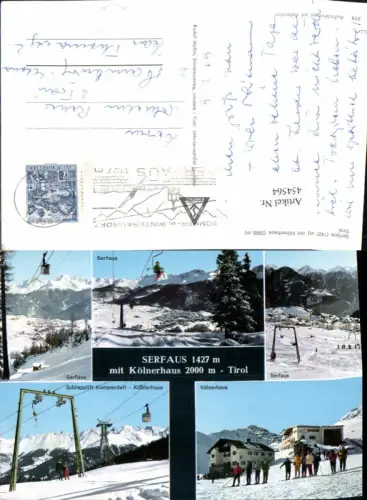 454564,Serfaus Totale Seilbahn Sessellift Skifahrer Mehrbildkarte