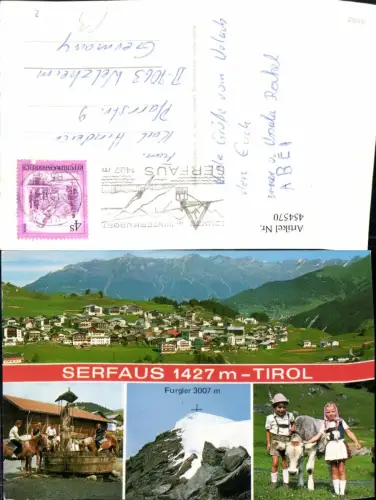 454570,Serfaus Totale Brunnen Pferde Trachten Kinder Mehrbildkarte