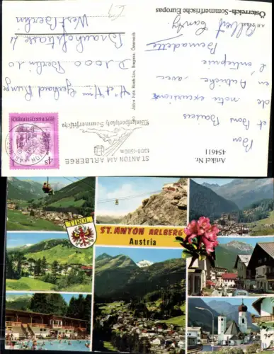 454611,St. Anton am Arlberg Totale Seilbahn Freibad Mehrbildkarte