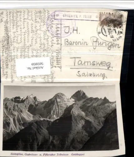 505959,Gschnitzer Tribulaun b. Gschnitz Bergkulisse Postablage Sobetzky G263
