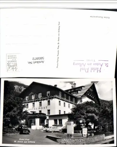 505972,St. Anton am Arlberg Hotel Post Oldtimer Autos