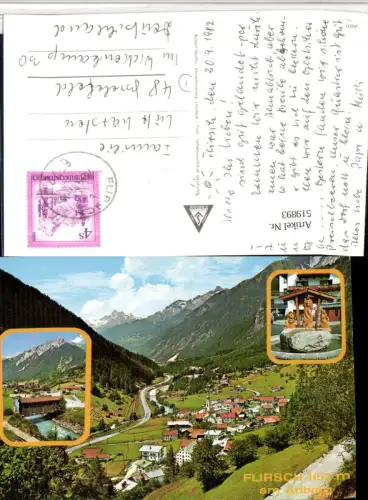 519893,Flirsch am Arlberg Totale Brücke Brunnen Mehrbildkarte
