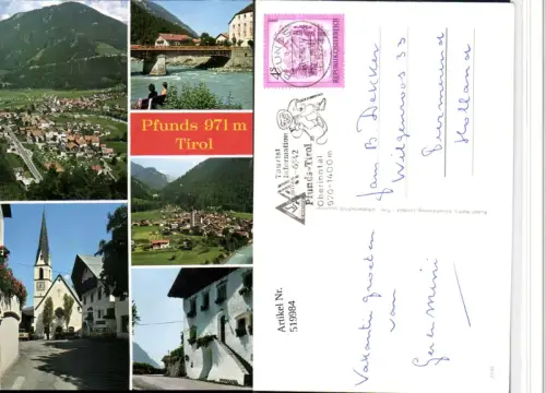 519984,Pfunds Totale Brücke Kirche Mehrbildkarte