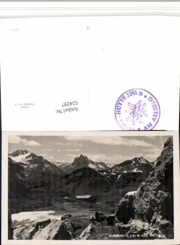 524297,Ulmerhütte Berghütte b. St. Anton geg. Patteriol Bergkulisse