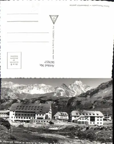 567657,Foto Ak St Christoph a. Arlberg m. Valluga u. Schindlerspitze