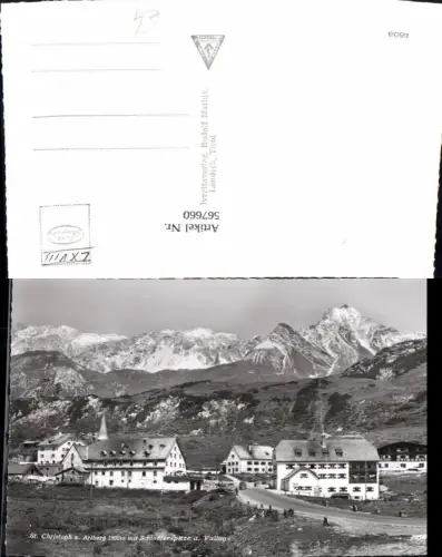567660,Foto Ak St Christoph a. Arlberg m. Schindlerspitze u. Valluga