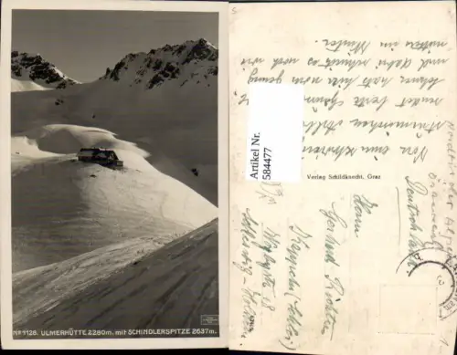584477,Foto Ak Ulmer Hütte Ulmerhütte m. Schindlerspitze St. Anton am Arlberg pub Schildknecht 1128