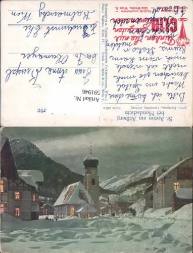 591946,Künstler AK St. Anton am Arlberg Mondschein Mond pub CLIO Reklame