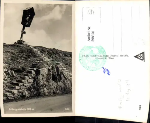 598370,Foto Ak Arlbergpaßhöhe Wegkreuz St. Anton am Arlberg