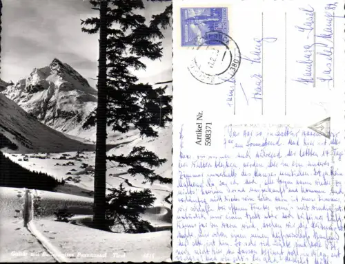 598371,Foto Ak Galtür m. Ballunspitze Paznauntal Winteransicht