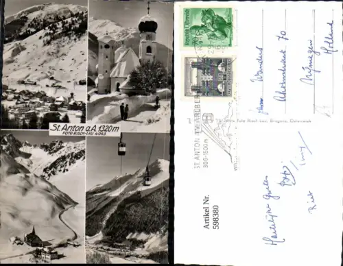 598380,Mehrbild Ak St. Anton am Arlberg Winteransicht Seilbahn Gondel Kirche