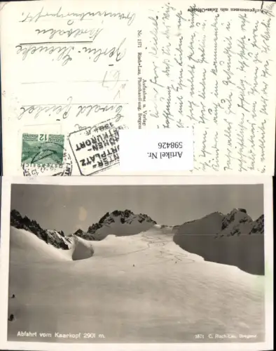 598426,Foto Ak Ischgl Abfahrt v. Kaarkopf Wintersport Piste pub Risch-Lau 1571